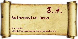 Balázsovits Anna névjegykártya